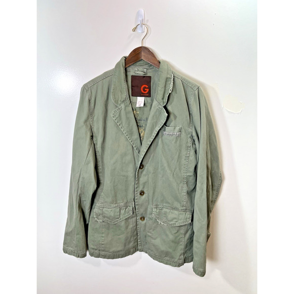 G By Guess Womens Distressed Military Jacket Size M Green 90S Grunge Androgynous - Picture 1 of 10